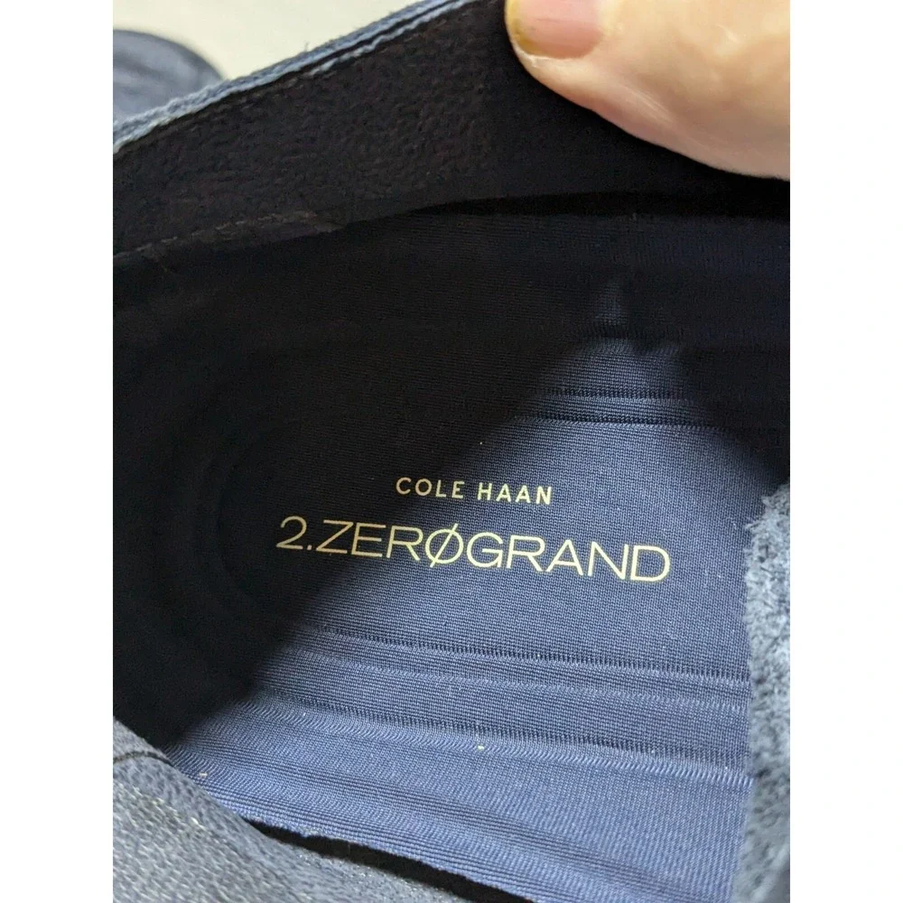COLE HAAN 2.ZEROGRAND Men 10.5 M Plain Toe Oxford Marine Blue Suede Ivory C25237